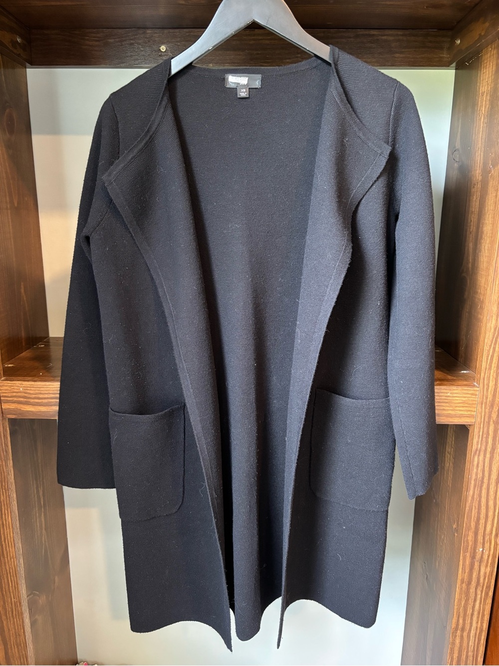 J. Crew Black Open-Front Pocket Cardigan